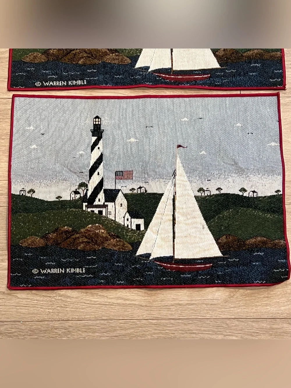Warren Kimble Lighthouse Sailboat Tapestry Placemats Set of 2 Coastal